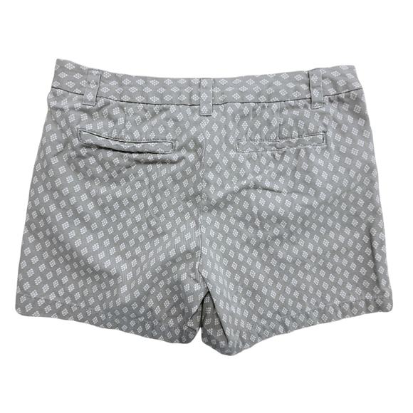 𝅺GRAY Mid Rise Shorts White Diamond Pattern Cotton Merona SZ 6 - Picture 3 of 7